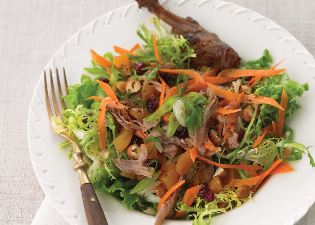 Salade tiède de pilons de canard à la moutarde en grains