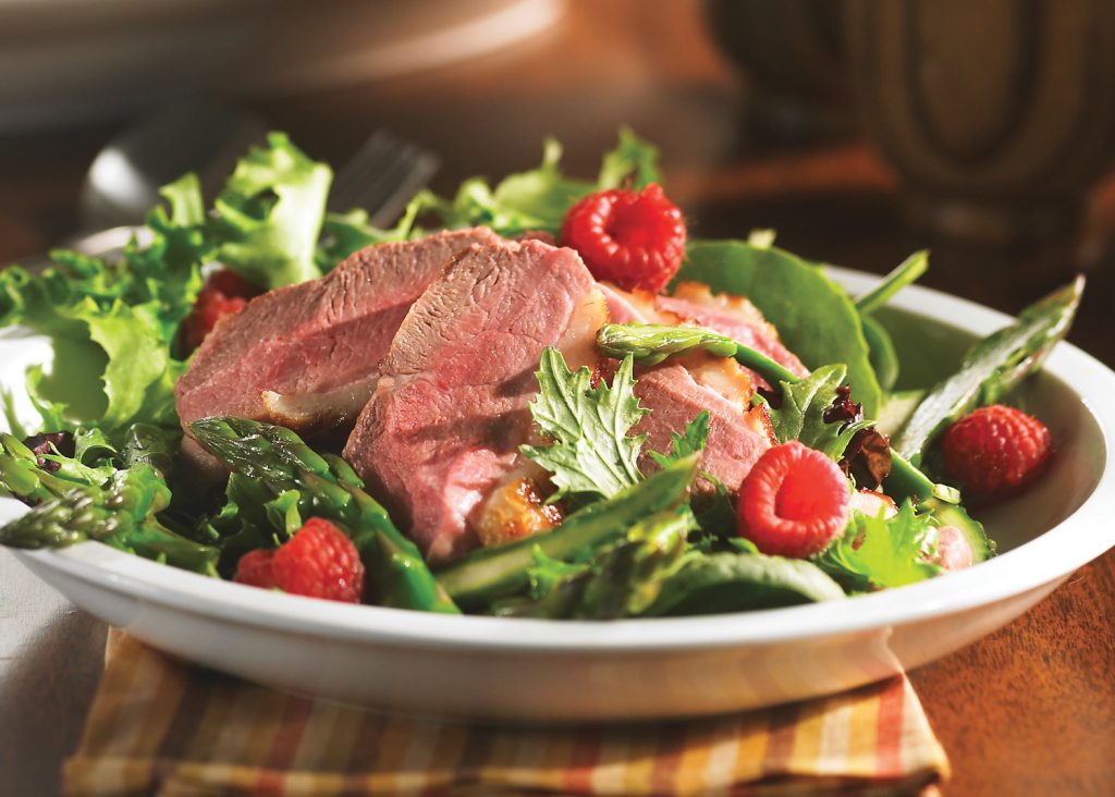 salade de poitrine de canard aux framboises